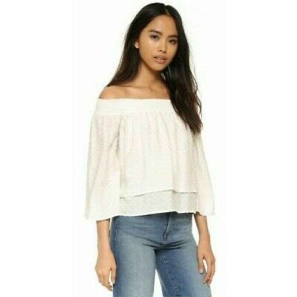 Club Monaco Cream Flutter Sleeve Blouse